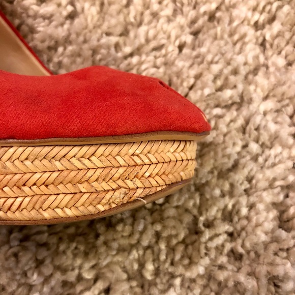 Suede coral ZARA wedge heel; peep toe - Picture 7 of 7